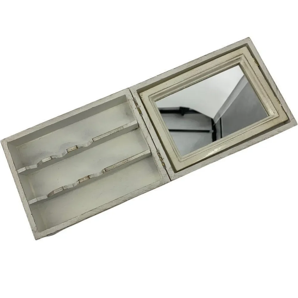 Womens Jewelry Box Trinket Mirror Folding Wild Flowers Vintage Italy 0745